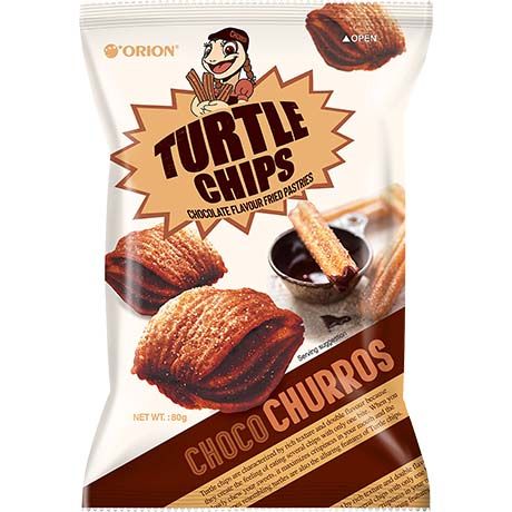 ORION Turtle Chips, Choco Churros 80g x 12