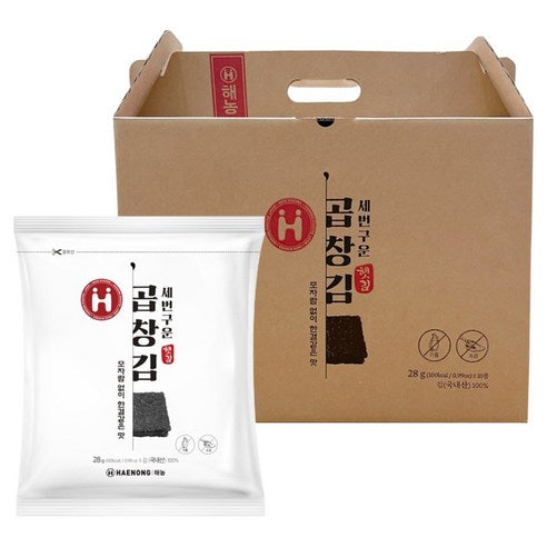 HAENONG Gerösteter Seetang, Geschenkset 28g (10 Stk.) x 10 Pkt.